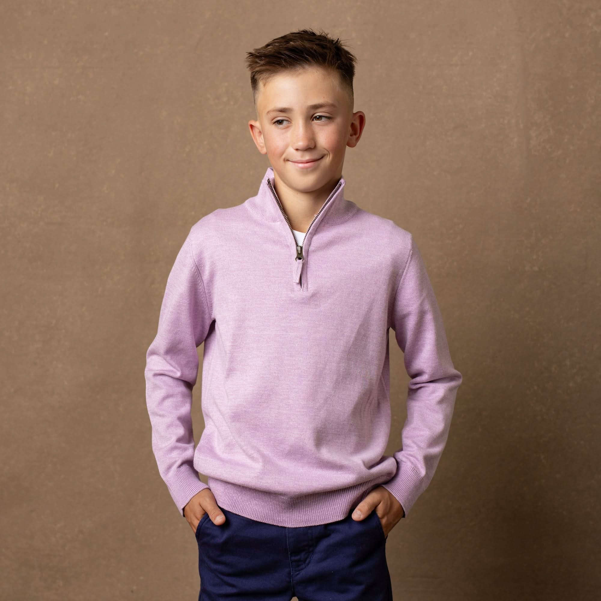 Image of Organic Fine Gauge Half Zip Sweater